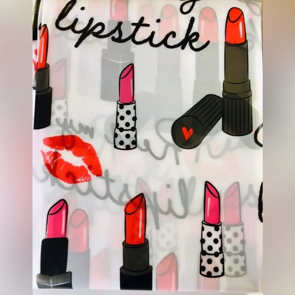 Read My Lipstick Peva Shower Curtain Lips Red Black Pink